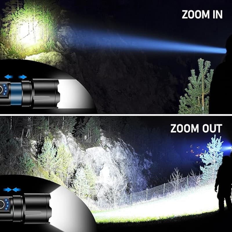 Taschenlampe LED aufladbar 500.000 Lumen extrem Hell zoombare taktische Taschenlampen Stärke mit 5 L – 3