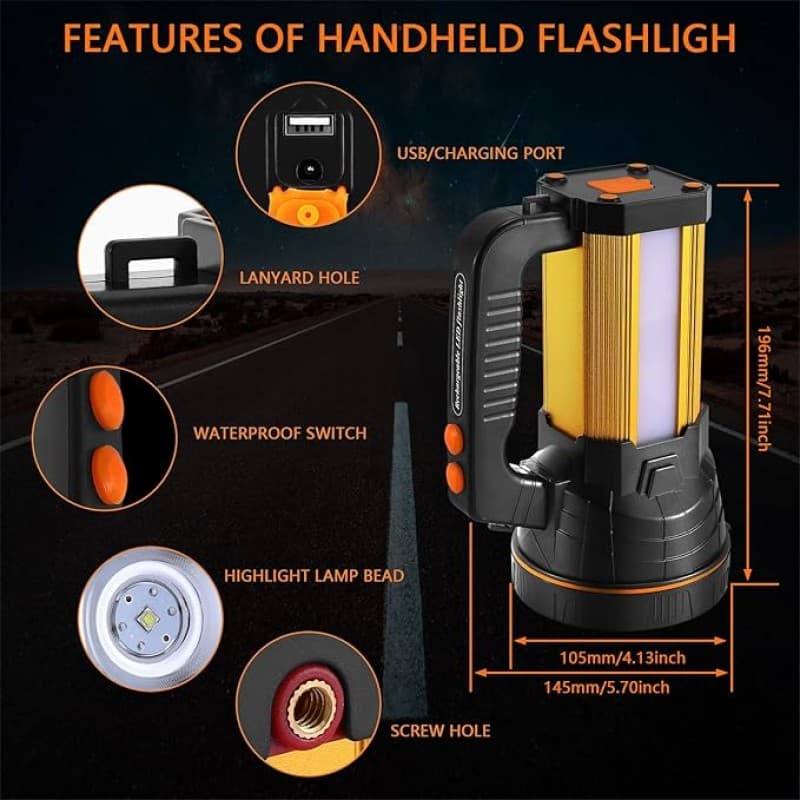 Handlampe Handscheinwerfer 7000 Lumens LED Taschenlampe wiederaufladbar super hell Strahler Camping – 4