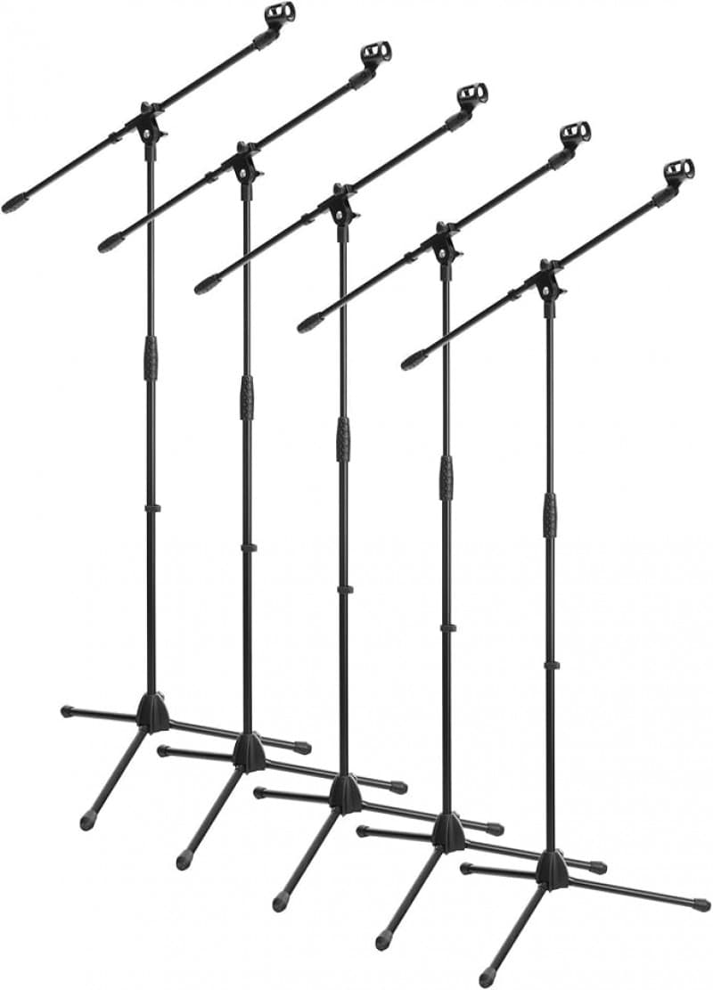 Mikrofonstativ Mikrofon-Ständer 5 Stück mit Galgen und Mikrofonklemme für Musikbands Schwenkarm höhe