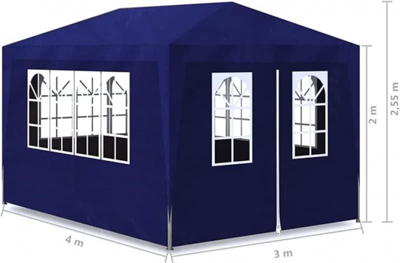 Faltpavillon Pavillon Zelt wasserdicht 4 Seitenwände 5 Fenster Türe 3 x 4 m (12 qm) – 5