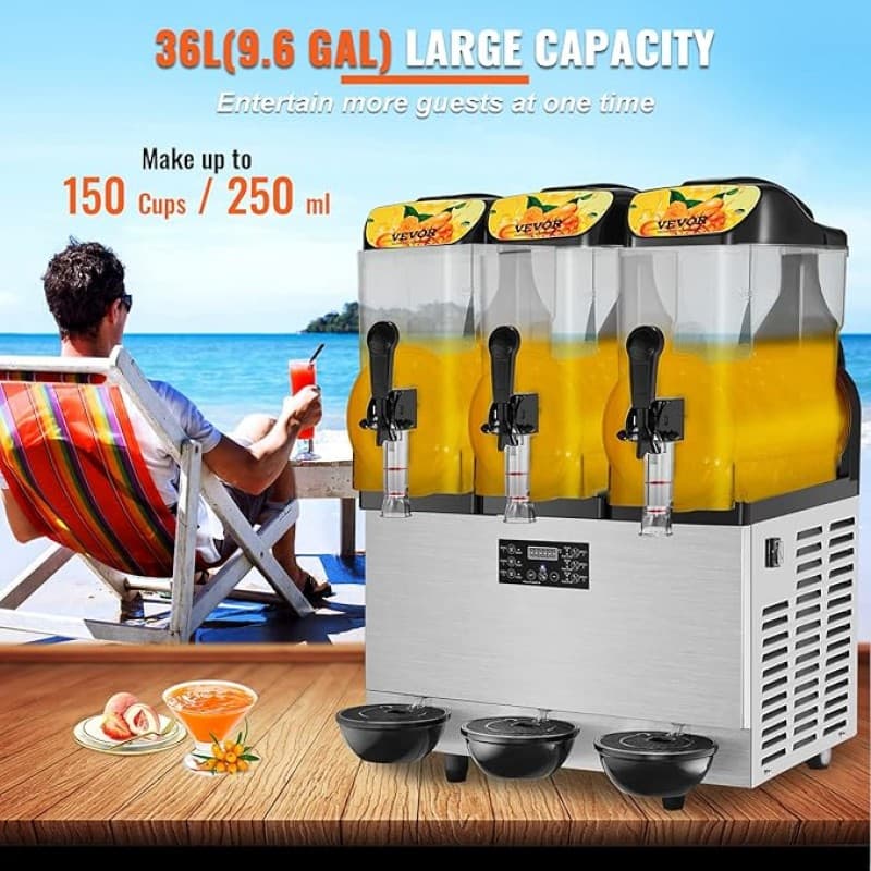 Slush-Maschine Margarita-Maschine Smoothie gewerblich 36l Einzelschüssel 75 Tassen 1100 W Edelstahl – 5