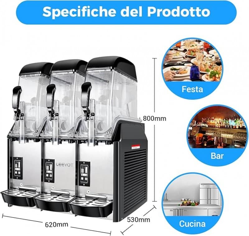 Kommerzielle Slush-Maschine 3 Tanks 36 Liter 1100 Watt Margarita-Maschine Gefriergetränke – 3