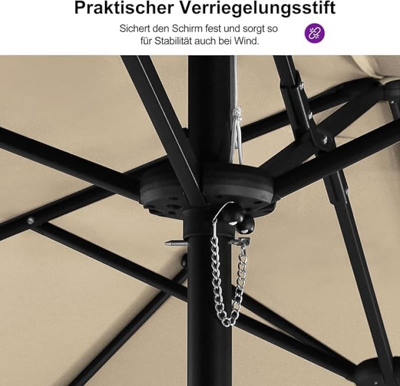 Doppelsonnenschirm 455 x 270 cm beige großer ovaler Sonnenschirm mit Kurbel UV-Schutz – 5