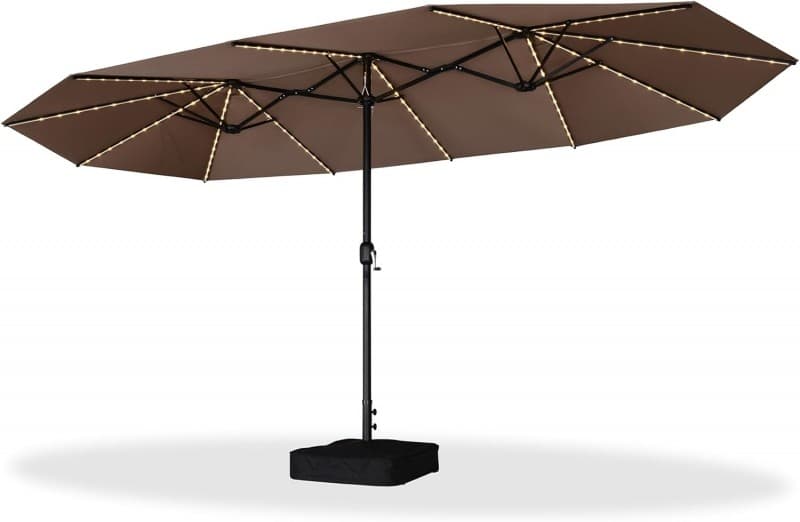 Doppelsonnenschirm LED 455 x 270 cm großer ovaler Sonnenschirm mit Kurbel UV-Schutz – 5