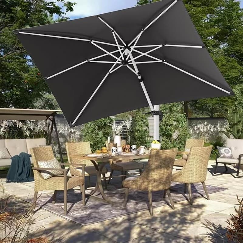Sonnenschirm Aluminium 400 x 300 Ampelschirm mit Bezug wasserabweisend mit Kurbel – 4