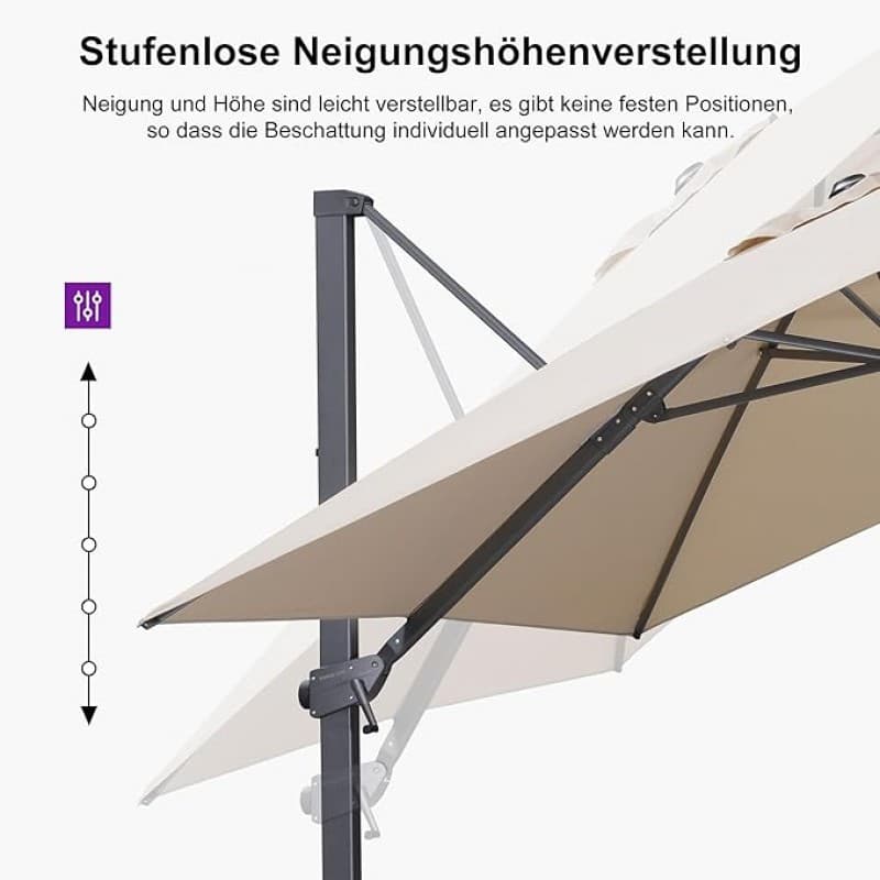 Ampelschirm Sonnenschirm 270 x 350 cm rechteckig mit Kurbel großer Gartenschirm neigbar 360° – 3
