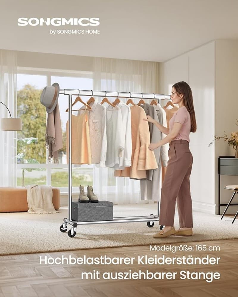 Kleiderständer robust Garderobenständer auf Rollen belastbar bis zu 100 kg 92 x 132 cm ausziehbar – 3