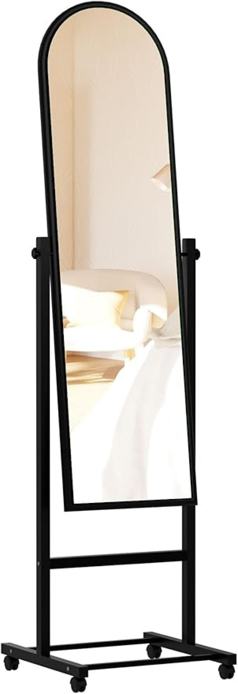 Standspiegel mit Rollen Spiegel Ganzkörperspiegel Empfangsspiegel 151 x 39 Metallrahmen neigbar 360 – 2