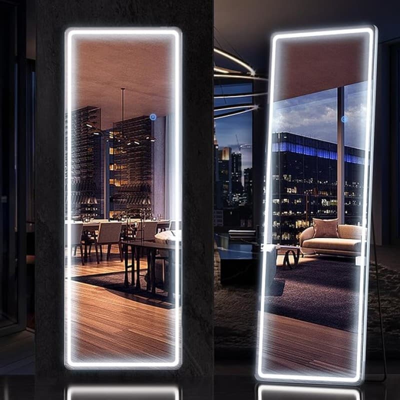 Ganzkörperspiegel mit LED-Beleuchtung Standspiegel 160 x 50 cm rechteckiger großer Wandspiegel – 4