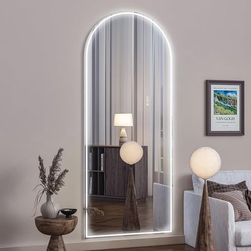 Rundspiegel LED Ganzkörperspiegel LED-Spiegel mit Licht beleuchteter Standspiegel Ankleidespiegel – 5