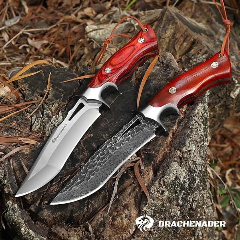 Jagdmesser feststehende Klinge 13 cm Klingenlänge Outdoormesser M390 Stahl Gürtelmesser Lederscheide – 5