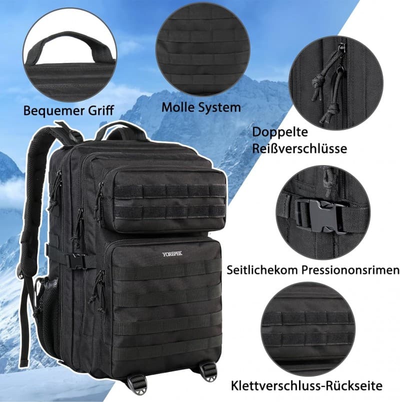 Armeerucksack 45L Militärrucksack Taktischer Rucksack MOLLE Assault Rucksack für Outdoor Camping – 5