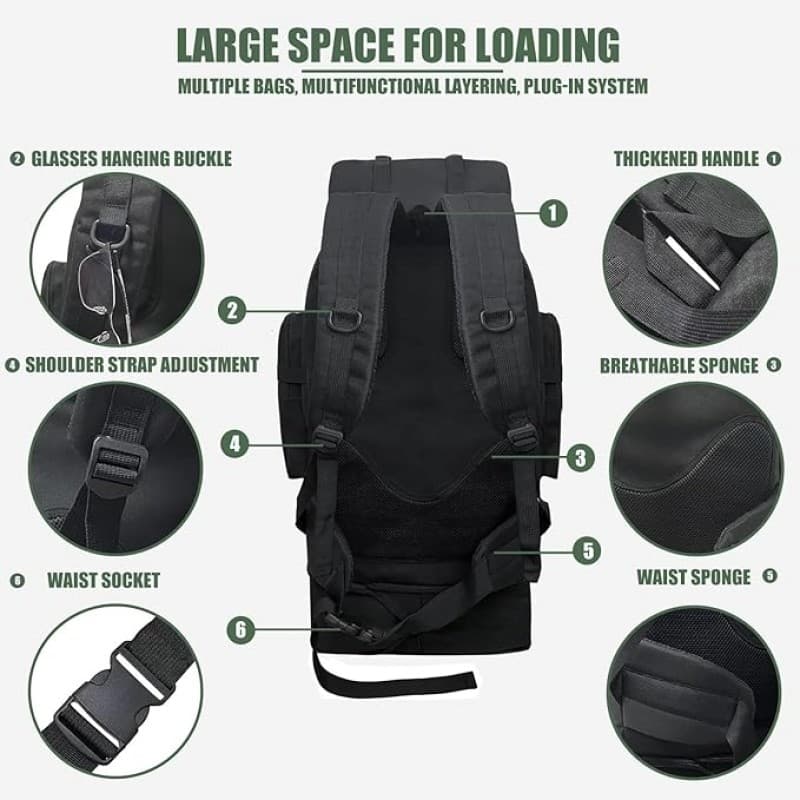 Wanderrucksack Rucksack wasserdicht 80 + 20 L Survival Rucksack Trekkingrucksack Reiserucksack – 5