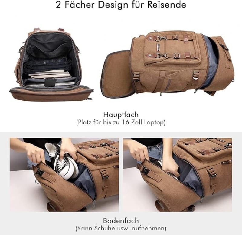Reiserucksack Rucksack großer umwandelbare Reisetasche Laptoprucksack Wanderrucksack – 5