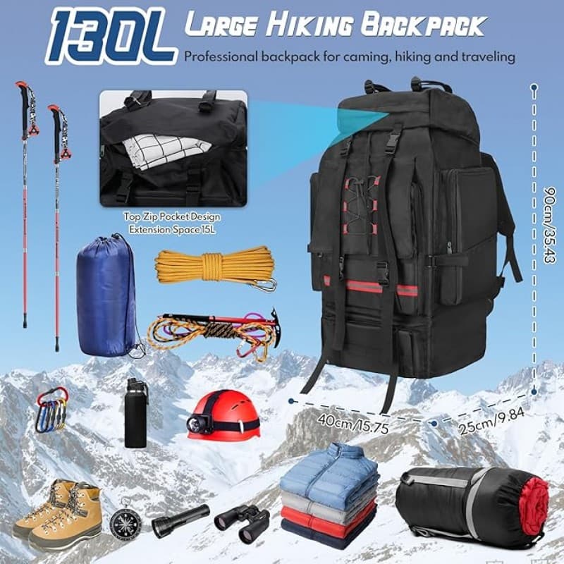 Campingrucksack 130 L Wanderrucksack Reiserucksack gr Trekkingrucksack mit Reflektorstreifen Outdoor – 2