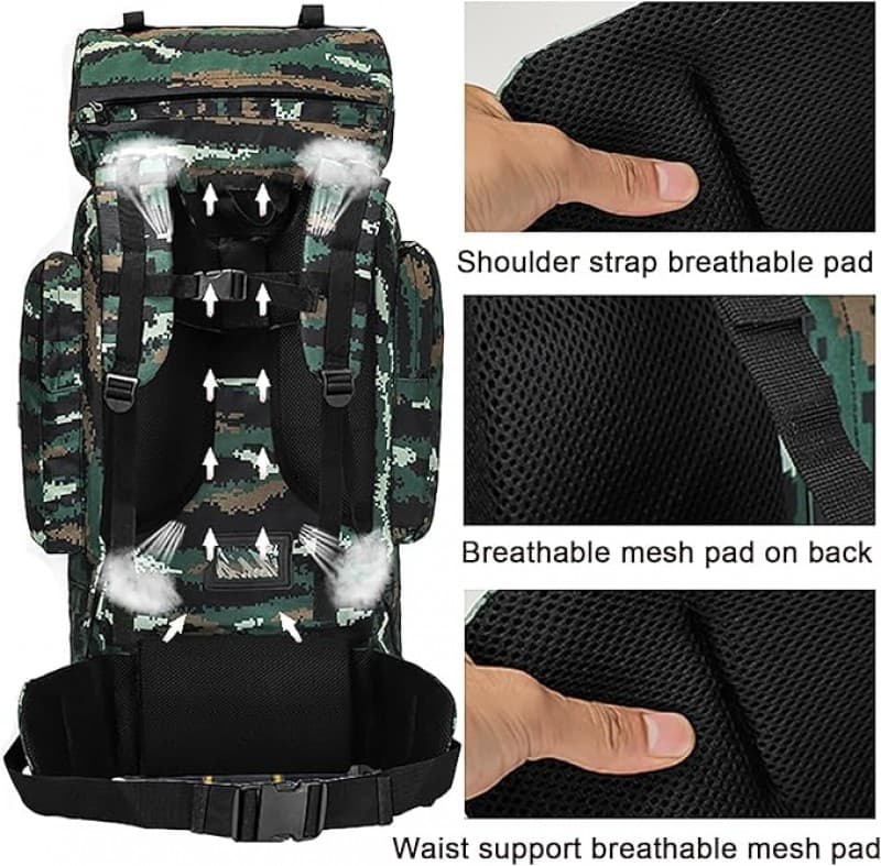 Bergsteigerrucksack 120 L mit extra großem Innenraum wasserdichter Militärrucksack mit Regenschutz – 3