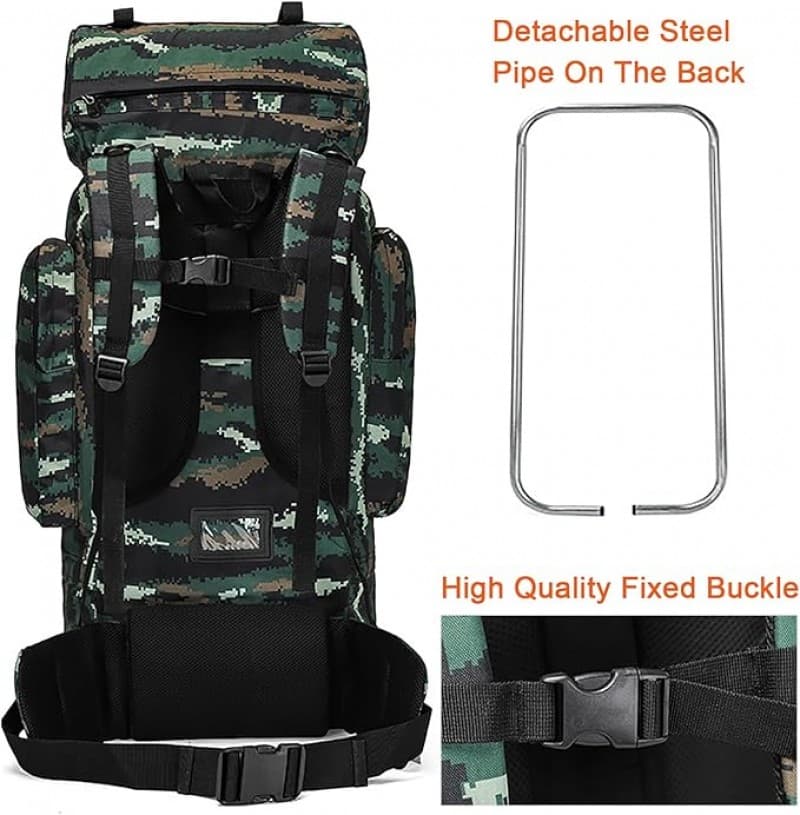 Bergsteigerrucksack 120 L mit extra großem Innenraum wasserdichter Militärrucksack mit Regenschutz – 5