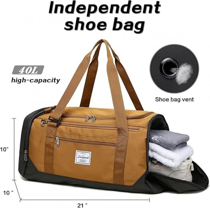 Reisetasche 40 L mittelgroße Sporttasche mit Schuhfach Nassfach Weekender Reisetasche Rucksack – 3