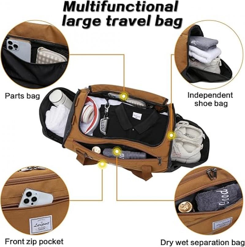Reisetasche 40 L mittelgroße Sporttasche mit Schuhfach Nassfach Weekender Reisetasche Rucksack – 5