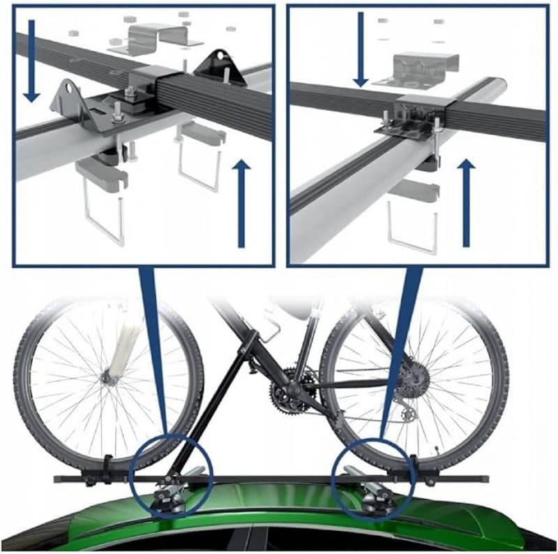 2 Stück Fahrradträger Dachträger Profilschiene Relingträger Halter abschließbar Grundträger XXL – 4