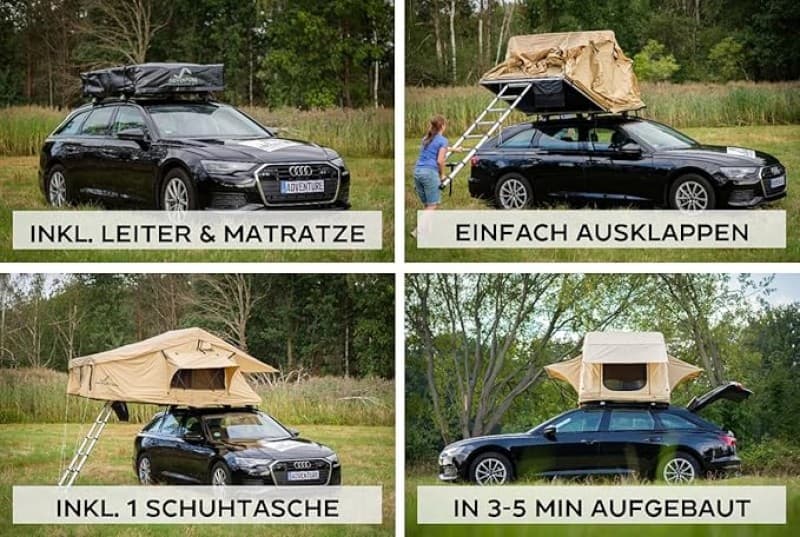 Autodachzelt mit Matratze 60 mm 10 mm 3D Mesh Teleskopleiter für Autos mit Markise – 2