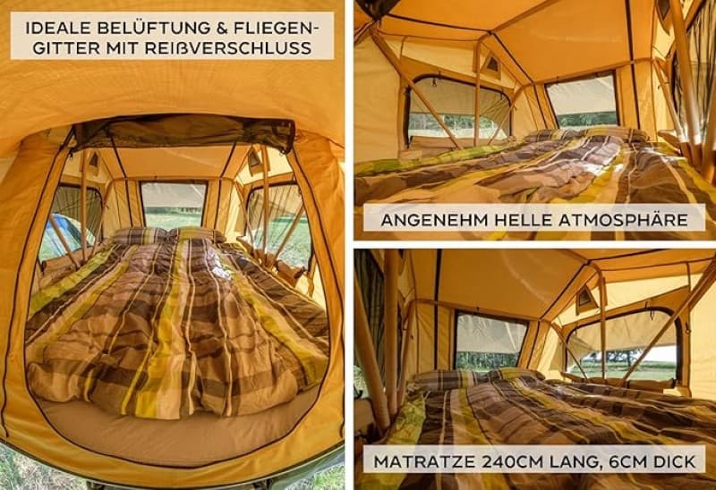Autodachzelt mit Matratze 60 mm 10 mm 3D Mesh Teleskopleiter für Autos mit Markise – 3