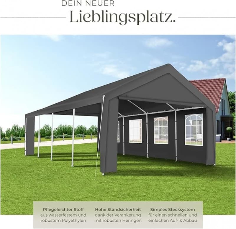 Partyzelt 4 x 8 m 32 qm Gartenpavillon Gartenzelt Eventzelt mit wasserdichter Plane Festzelt mit UV – 4