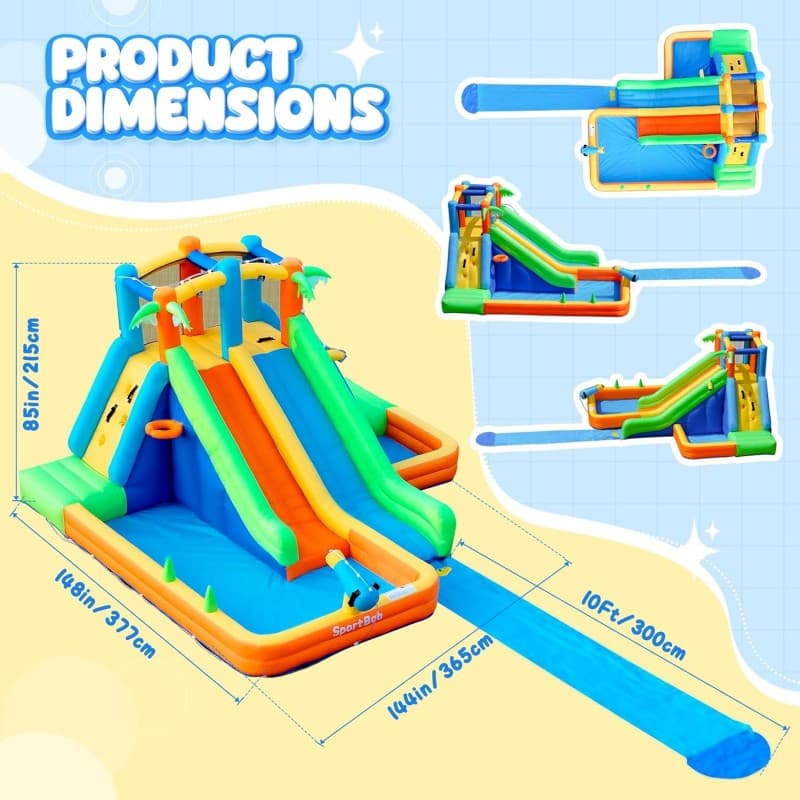 Hüpfburg mit Wasserrutsche Wasserpark 377 x 364 x 215 Gebläse Kinder-Hüpfburg mit erweiterter Splash – 2