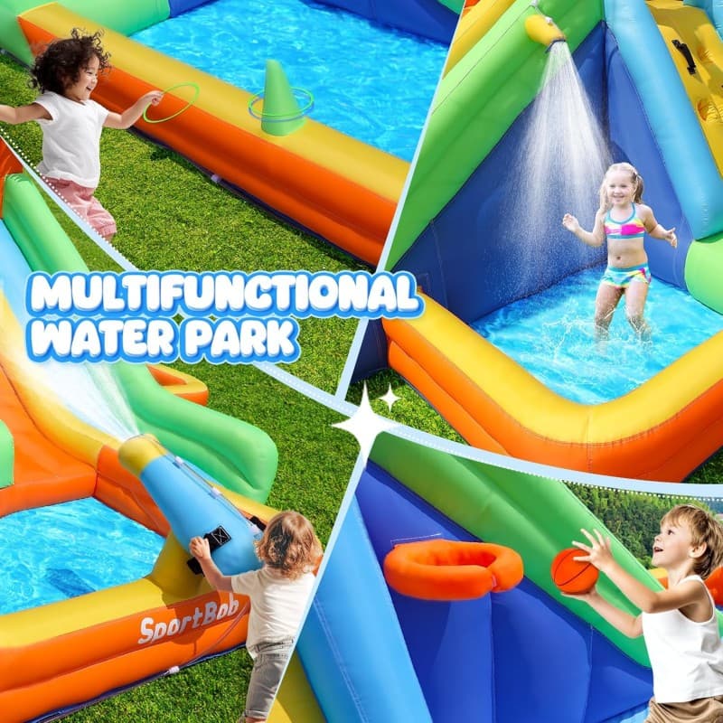 Hüpfburg mit Wasserrutsche Wasserpark 377 x 364 x 215 Gebläse Kinder-Hüpfburg mit erweiterter Splash – 5
