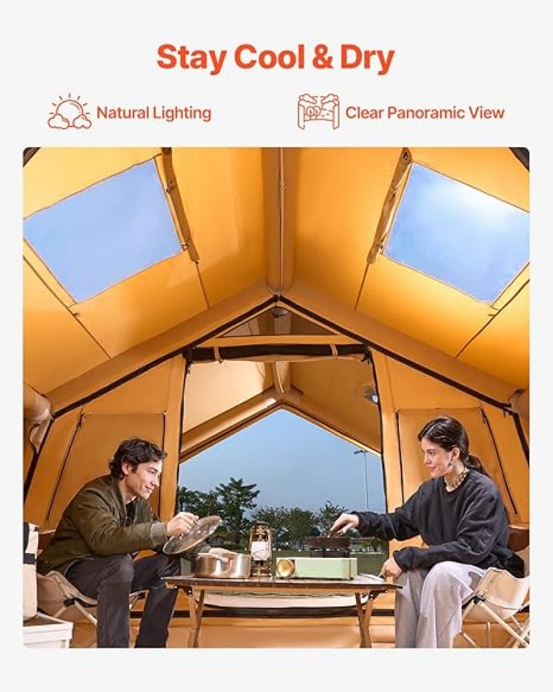 Glampingzelt aufblasbar aufblasbares Zelt für Camping 8-12 Personen mit Handpumpe 4,8 x 3,6 x 2,2 m – 3