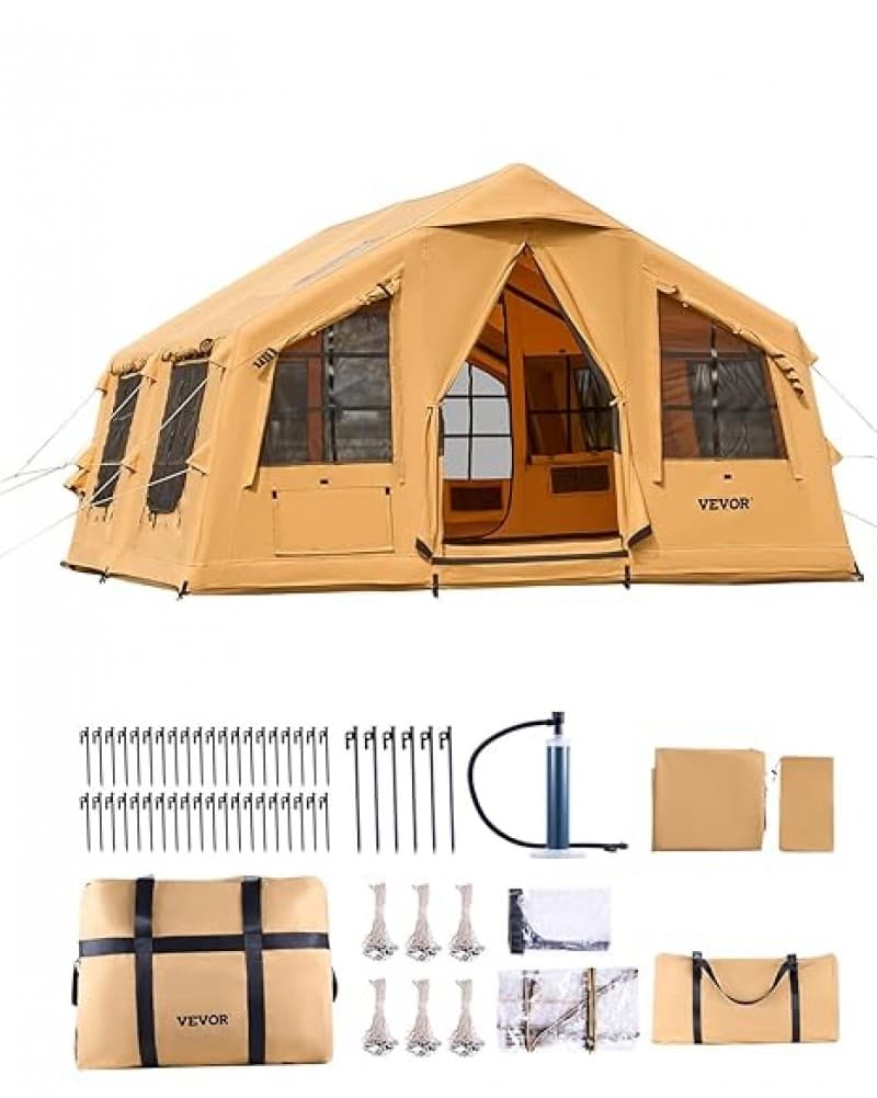 Glampingzelt aufblasbar aufblasbares Zelt für Camping 8-12 Personen mit Handpumpe 4,8 x 3,6 x 2,2 m – 2