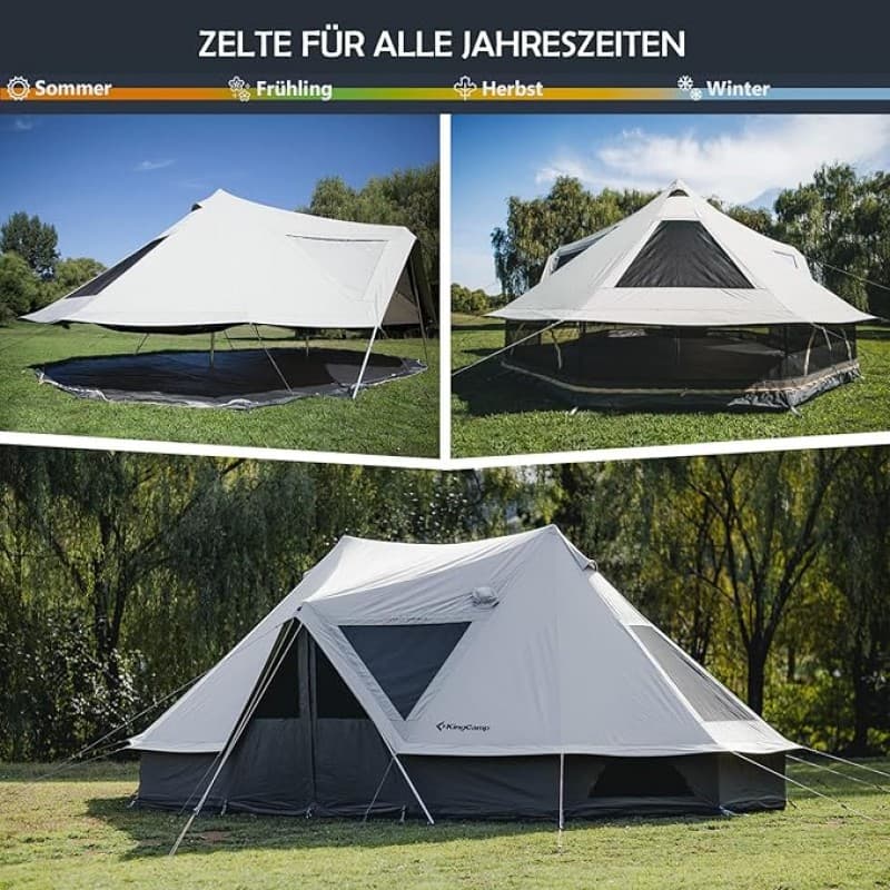 Glockenzelt Campingzelt Glampingzelt Festivalzelt 970 x 520 x 350 für 6-12 Personen reine Baumwolle – 4