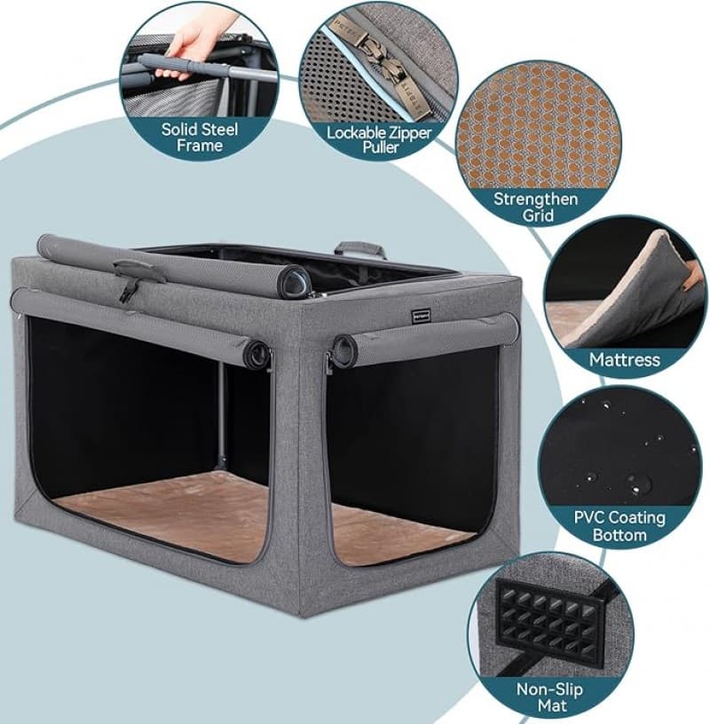 Hundebox faltbar Hundetransportbox Transportbox Hundeschlafbox für große Hunde für Zuhause Zwinger – 4