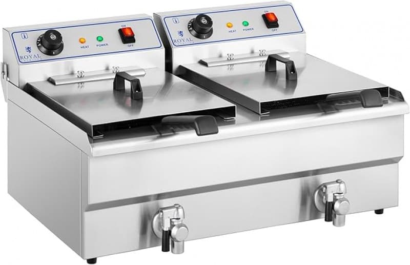 Elektro-Fritteuse Starkstrom Fritteuse Gewerbe-Fettfritteuse 2x16 L 2 x 6.000 Watt 380 V Starkstrom