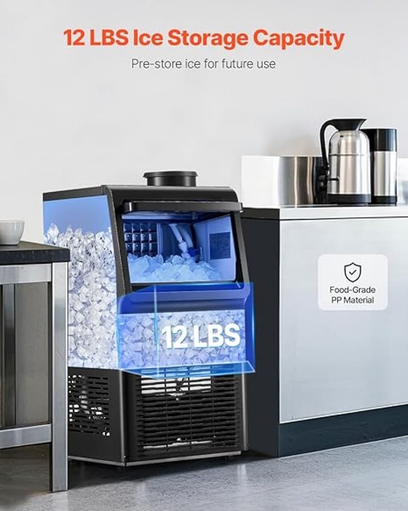 Gewerblicher Eiswürfelbereiter 45 kg/Tag mit 6 kg Speicherkapazität 36 Eiswürfel in 15 Minuten – 3