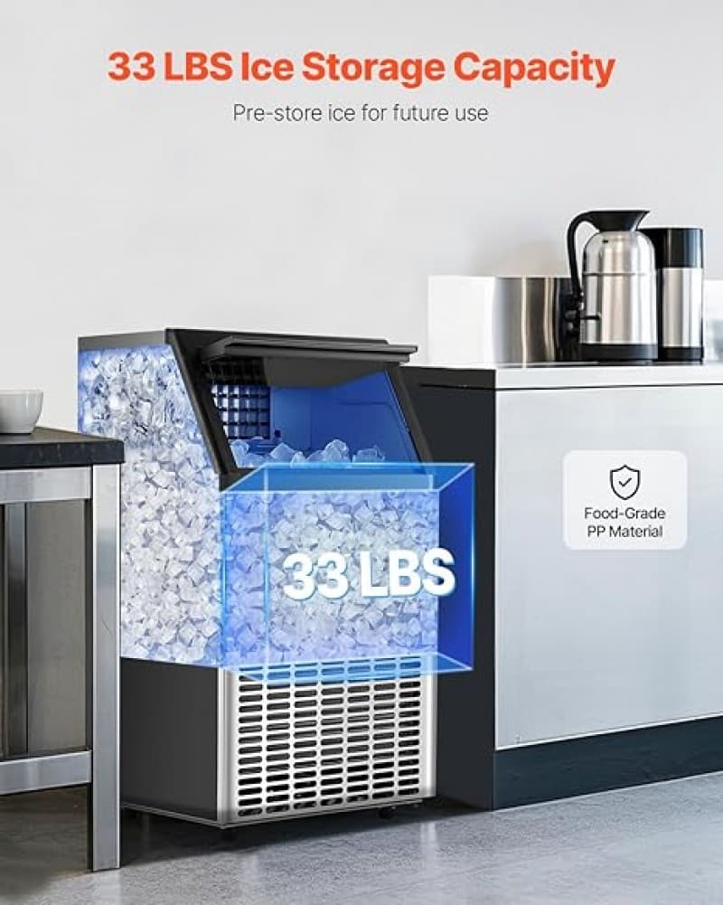 Eiswürfelmaschine gewerblich Eiswürfelbereiter Eismaschine 50 kg/Tag mit 17 kg Speicherkapazität 45 – 3