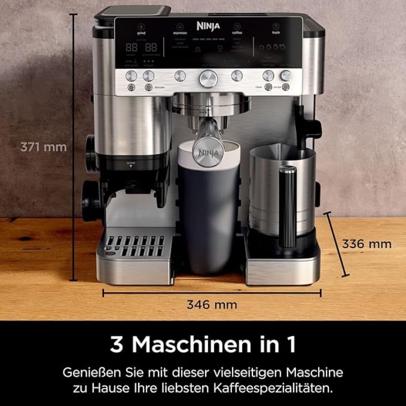 Ninja Kaffeeautomat Luxe 3-in-1-Kaffeemaschine mit Mahlwerk und Aufschäumer für Latte Cappuccino – 2