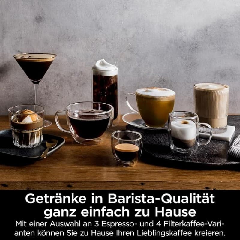 Ninja Kaffeeautomat Luxe 3-in-1-Kaffeemaschine mit Mahlwerk und Aufschäumer für Latte Cappuccino – 4