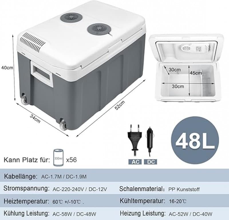 Kühlbox 48 L mit Rollen tragbarer Mini Kühlschrank 12V 220V thermoelektrische Kühlbox kühlen+wärmen – 3