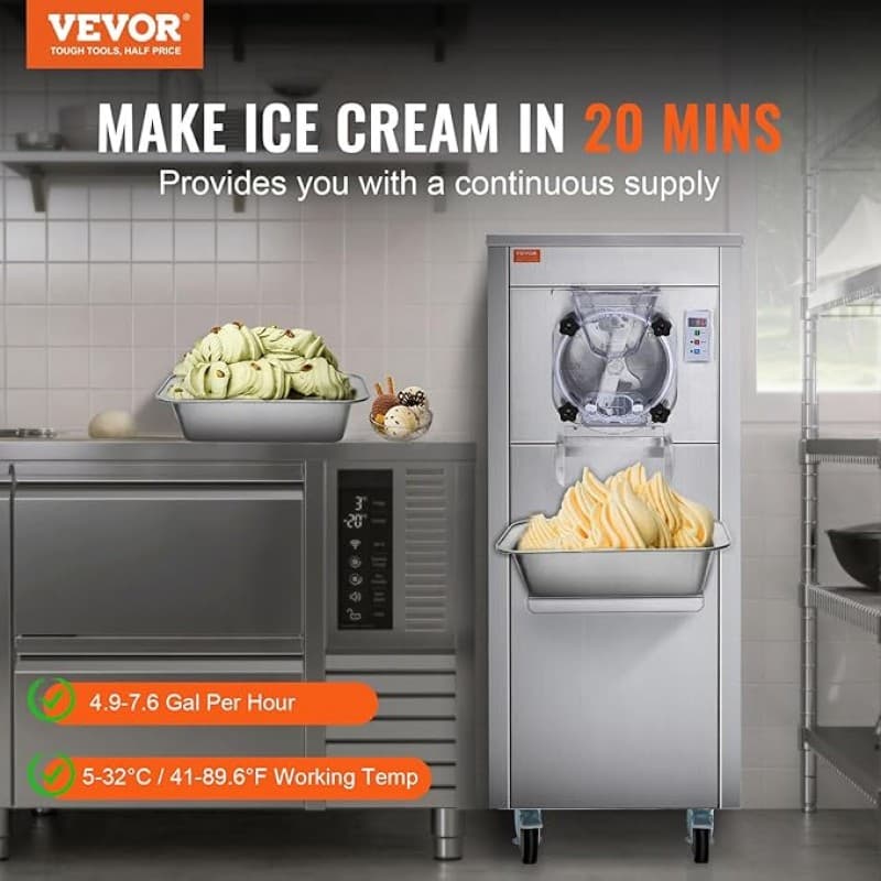 Gewerbliche Eismaschine Eisbereiter 18 l/h Harteismaschine mit Rädern 6 l Edelstahlzylinder LED – 4