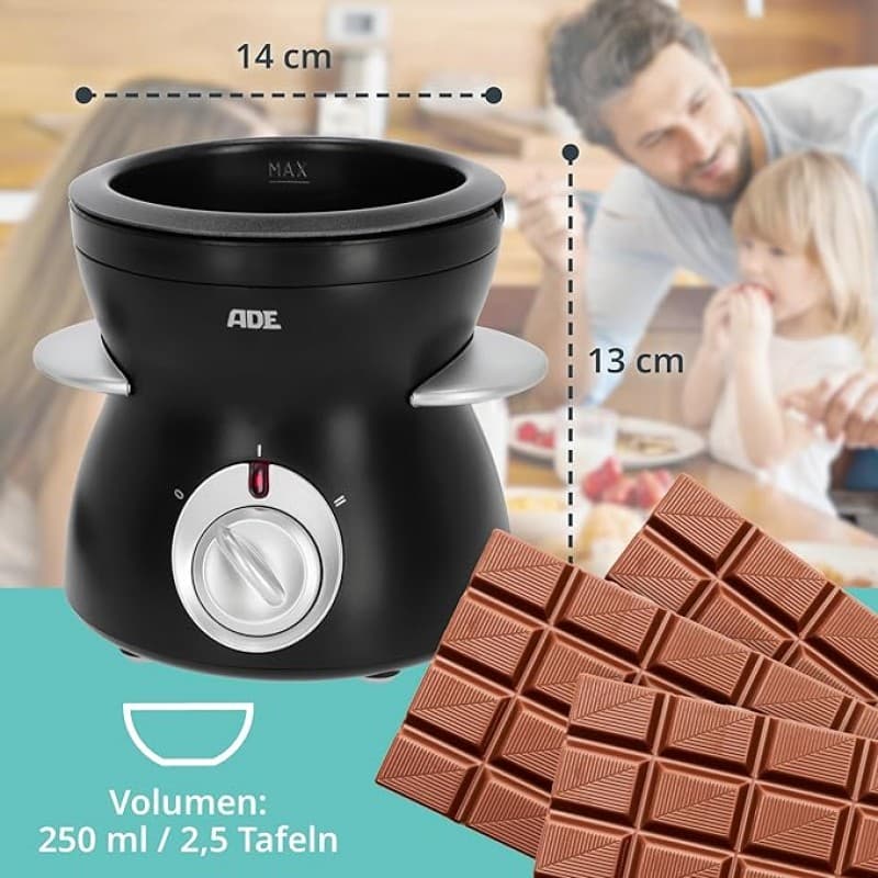 Schokoladenfondue elektrisch 500 ml 8 Spieße 2 Temperaturstufen Schmelzen Warmhalten Temperatur – 2