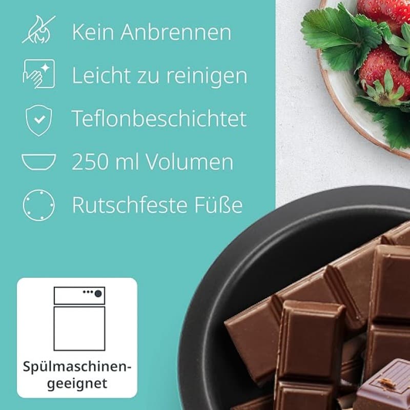 Schokoladenfondue elektrisch 500 ml 8 Spieße 2 Temperaturstufen Schmelzen Warmhalten Temperatur – 3