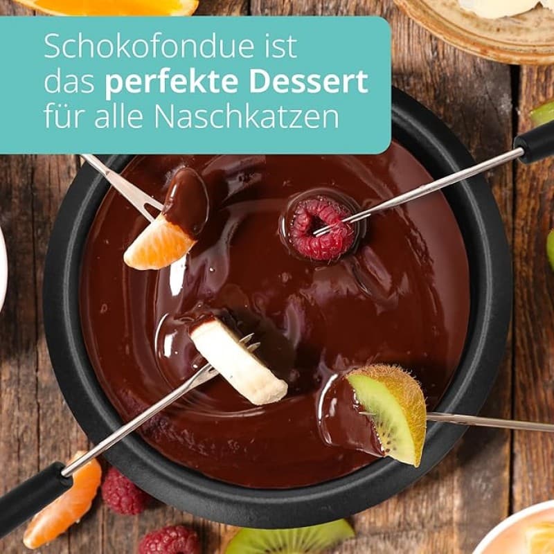 Schokoladenfondue elektrisch 500 ml 8 Spieße 2 Temperaturstufen Schmelzen Warmhalten Temperatur – 4