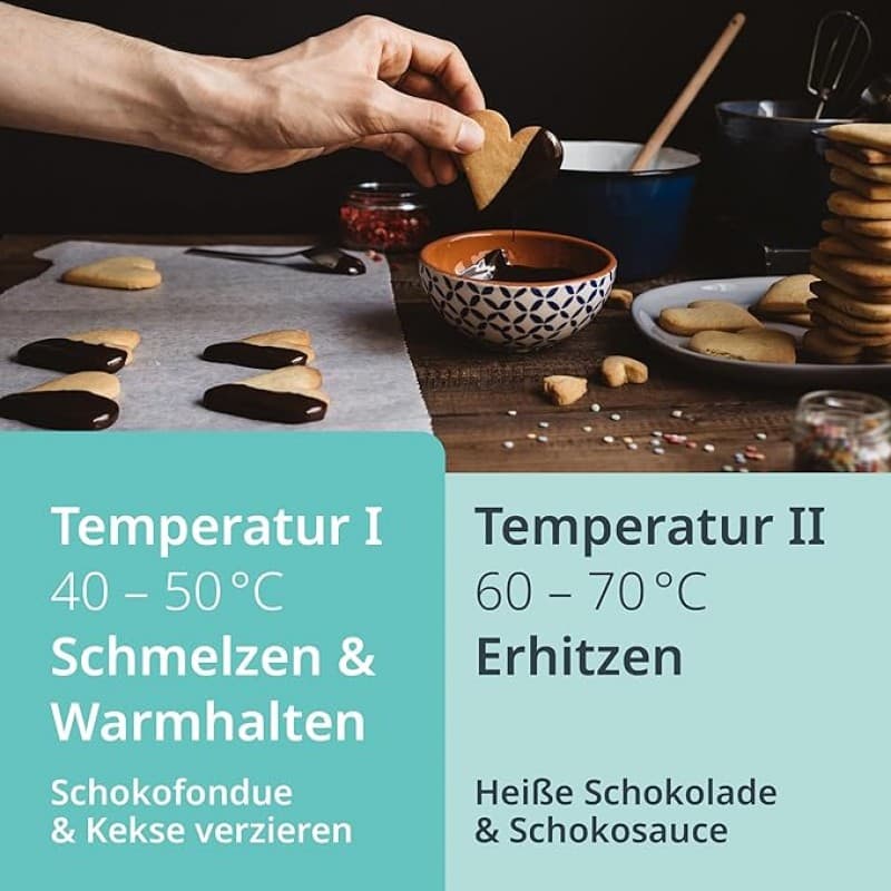 Schokoladenfondue elektrisch 500 ml 8 Spieße 2 Temperaturstufen Schmelzen Warmhalten Temperatur – 5