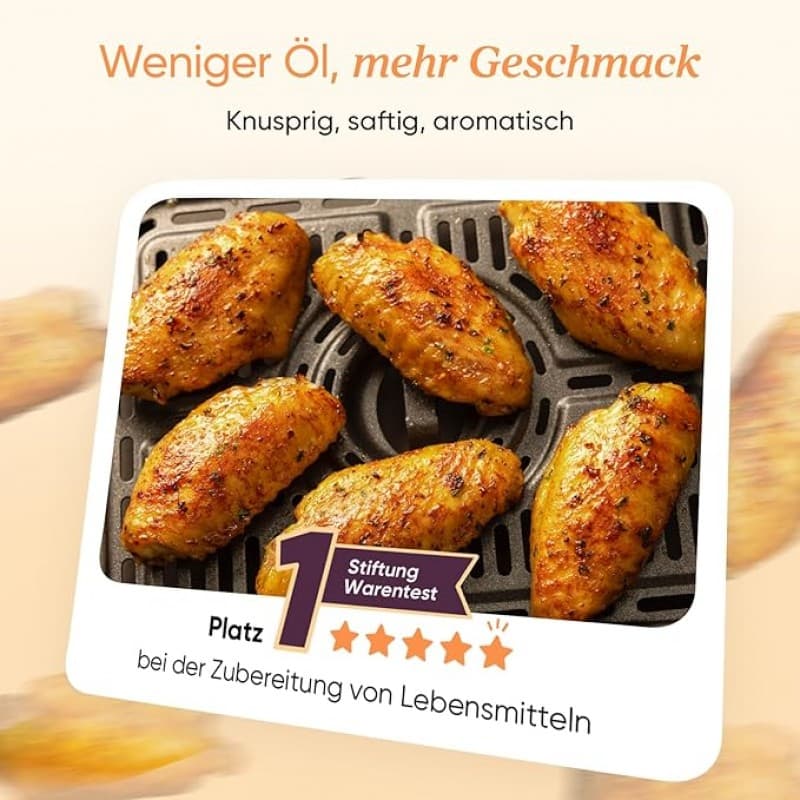 Heißluftfritteuse gold 2 Fächer 6-in-1 Dual Zone XXL 8,5 L zwei Kammern mit Sichtfenster – 3
