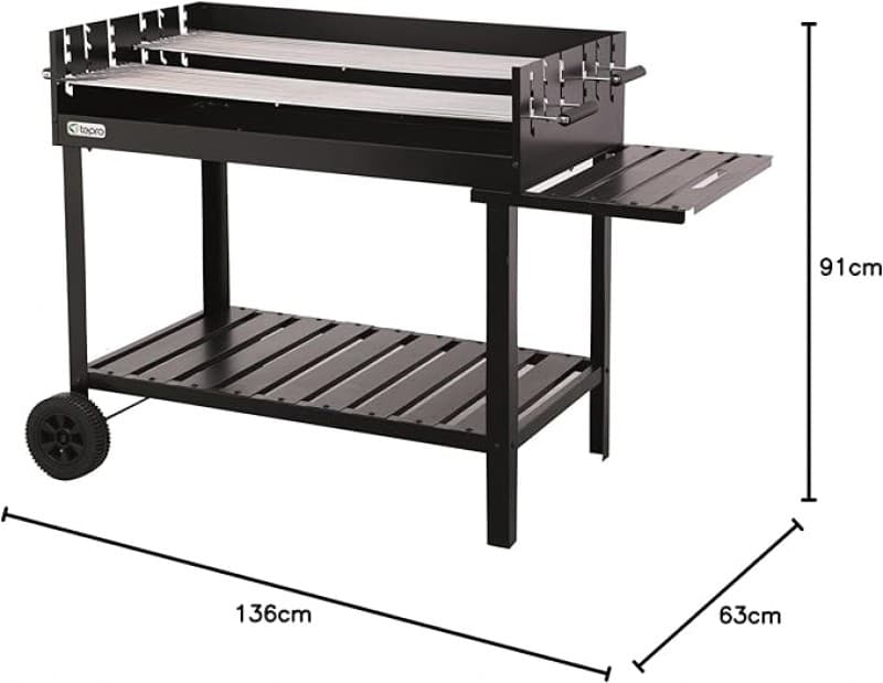 Holzkohlegrill klein Outdoor-Grill mit Rollen Holzkohlegrillwagen höhenverstellbar ca. 77 – 88 cm – 3