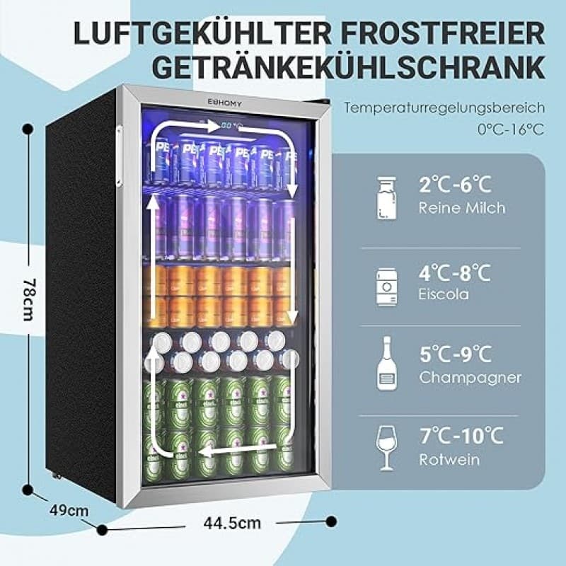 Getränkeschrank Getränkekühlschrank Mini-Kühlschrank Kühlschrank Getränkekühler Minikühlschrank 90 L – 3