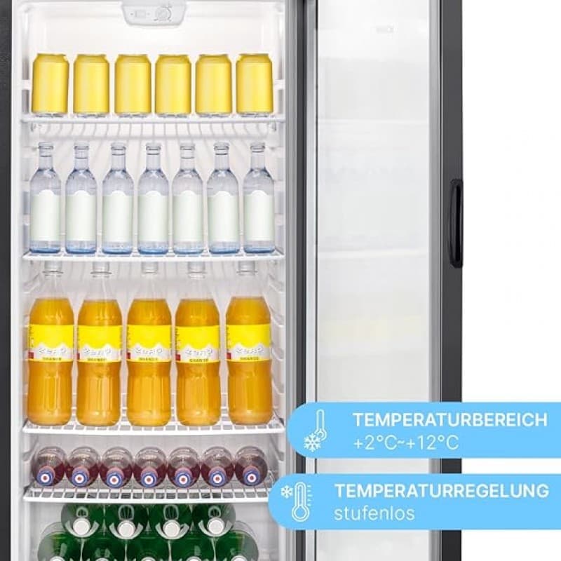 Kühlschrank Getränkekühlschrank Flaschenkühlschrank mit Glastür Kühlschrank 245 L Nutzinhalt und 5 G – 4