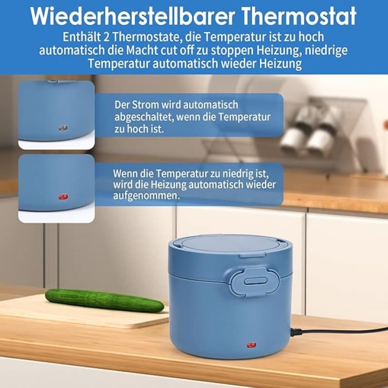 Thermobehälter 1000 ml elektrische Lunchbox Speisenwärmer Warmhaltebehälter Auto 3 in 1 (12V/24V/220 – 2