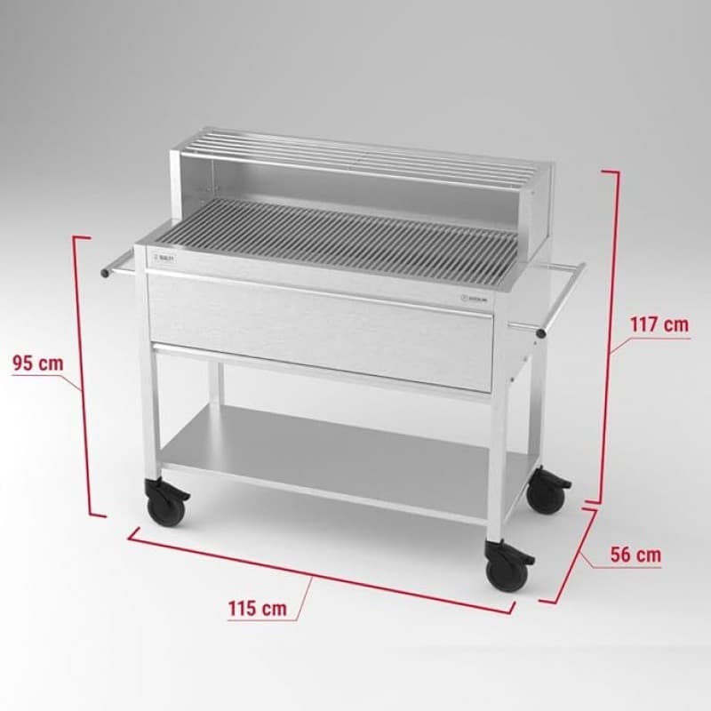 Gastrogrill Gastro Holzkohlegrill Profigrill Edelstahlgrill XXL Grill Holzkohle 4 Lenkrollen 8 mm – 2